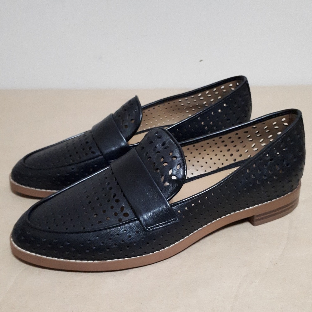 Franco Sarto Black Perforated Loafers